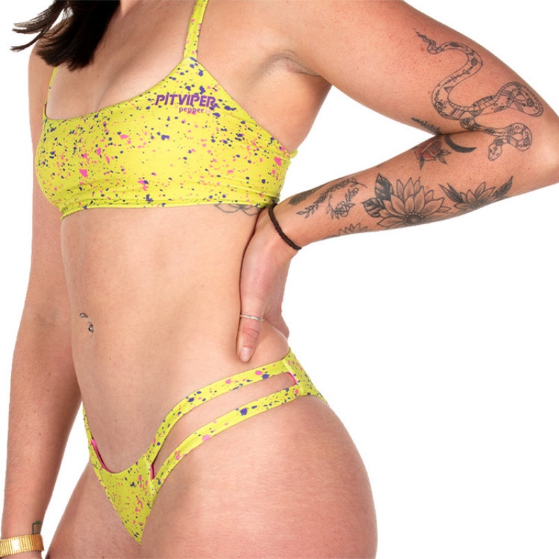 Arriba De Bikini Pit Viper 1993 Splatter Amarillos | 3680MVXZN