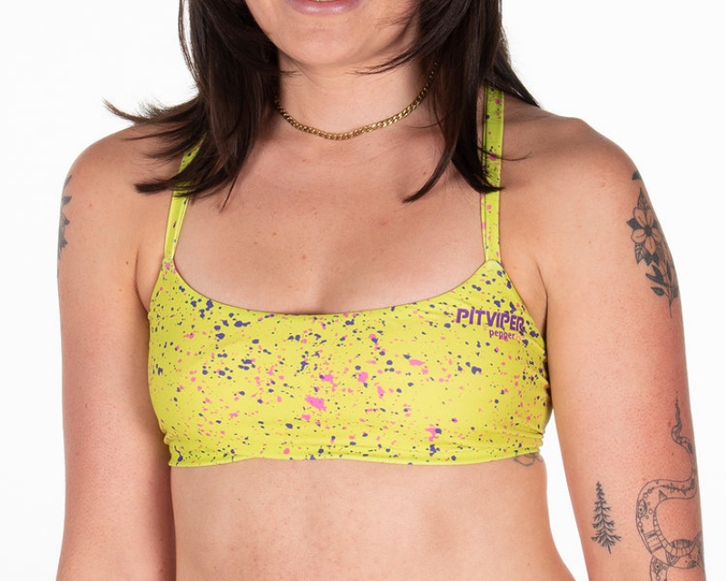 Arriba De Bikini Pit Viper 1993 Splatter Amarillos | 3680MVXZN
