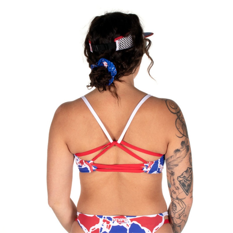 Arriba De Bikini Pit Viper Merika Safari Blancos Azules Rojos | 7024GFLQN
