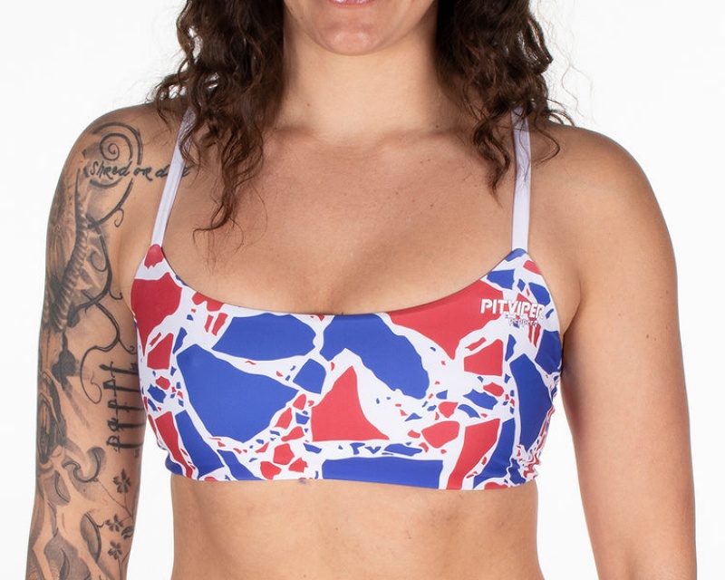Arriba De Bikini Pit Viper Merika Safari Blancos Azules Rojos | 7024GFLQN