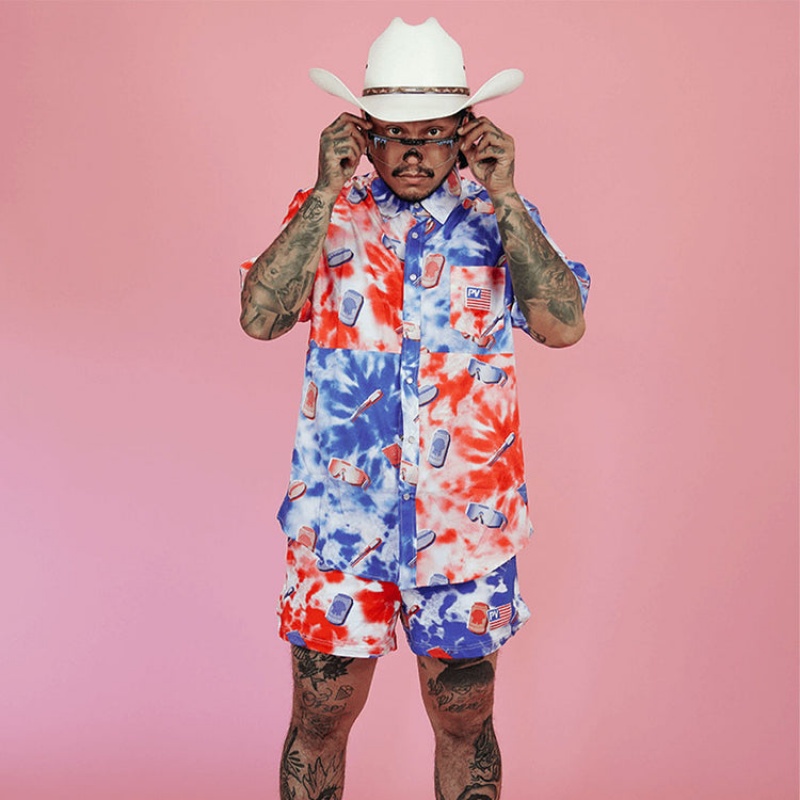 Bermudas Pit Viper Firecracker Tear-Off Package Azules Naranjas Blancos | 3594FJDOW