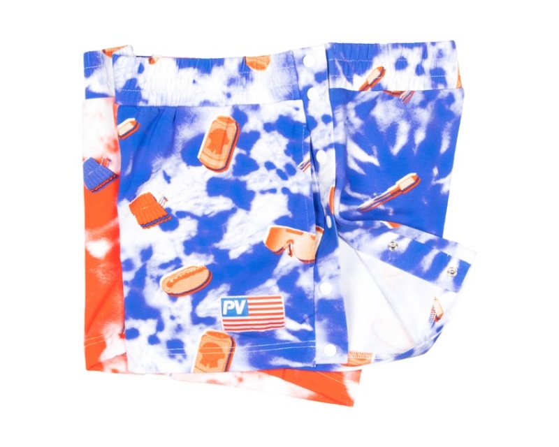 Bermudas Pit Viper Firecracker Tear-Off Package Azules Naranjas Blancos | 3594FJDOW