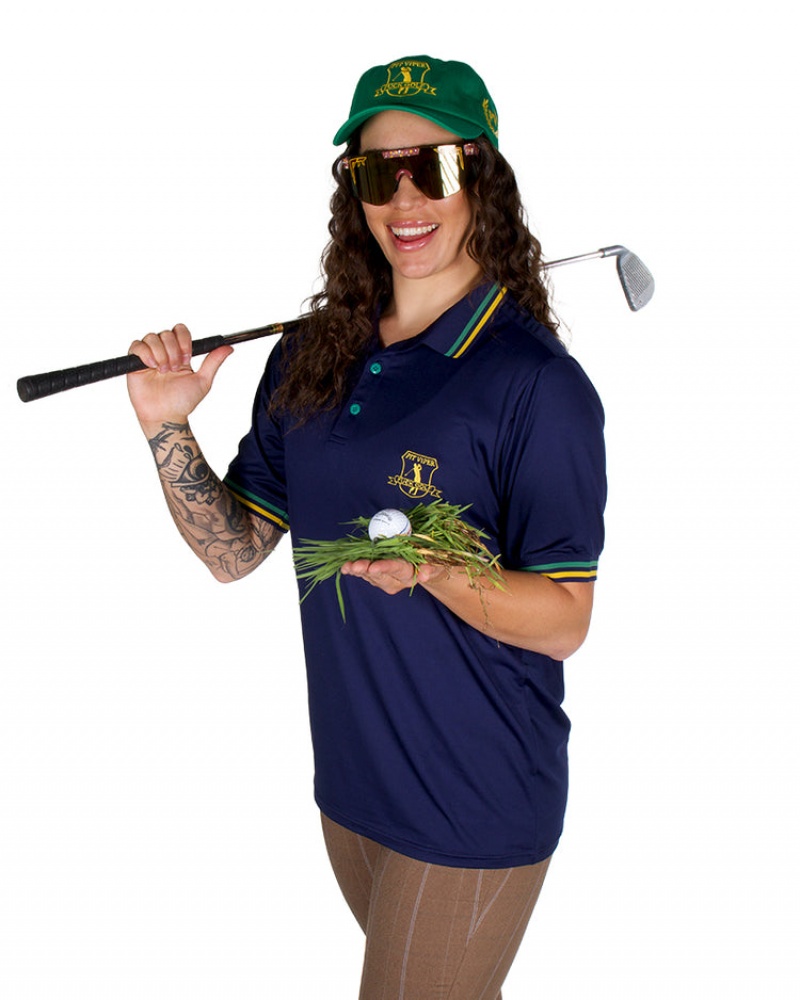 Camisa Polo Pit Viper Fuck Golf Tech Azules | 9371YNBCJ