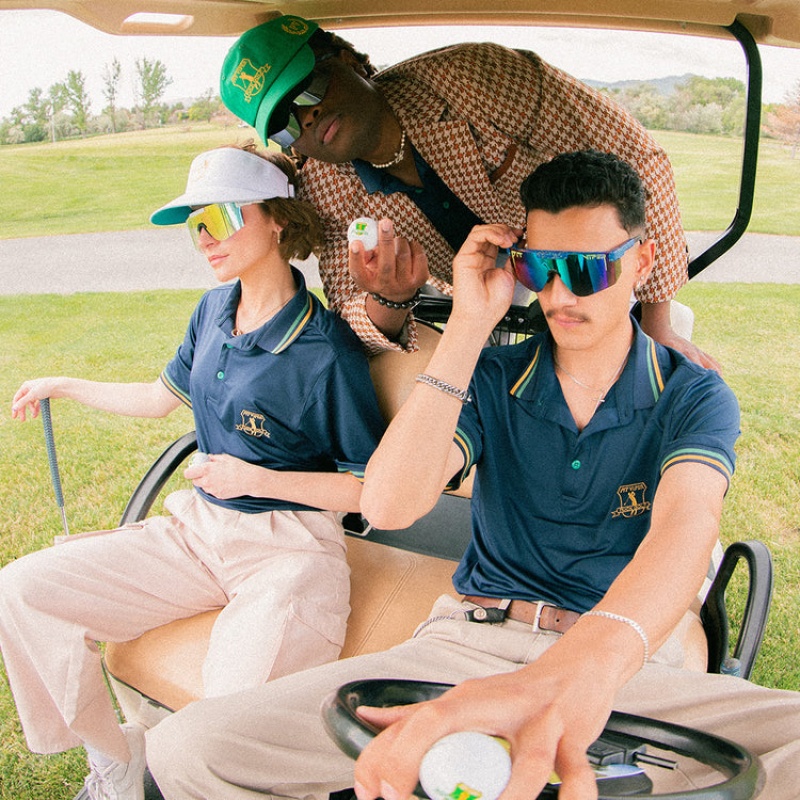 Camisa Polo Pit Viper Fuck Golf Tech Azules | 9371YNBCJ
