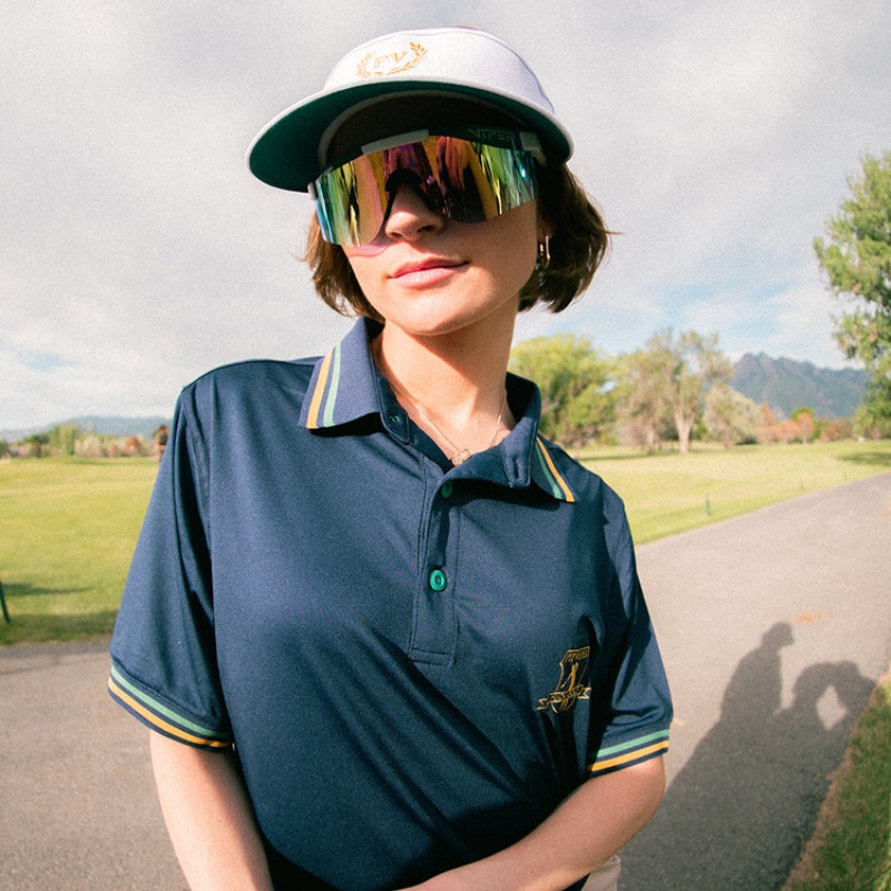 Camisa Polo Pit Viper Fuck Golf Tech Azules | 9371YNBCJ