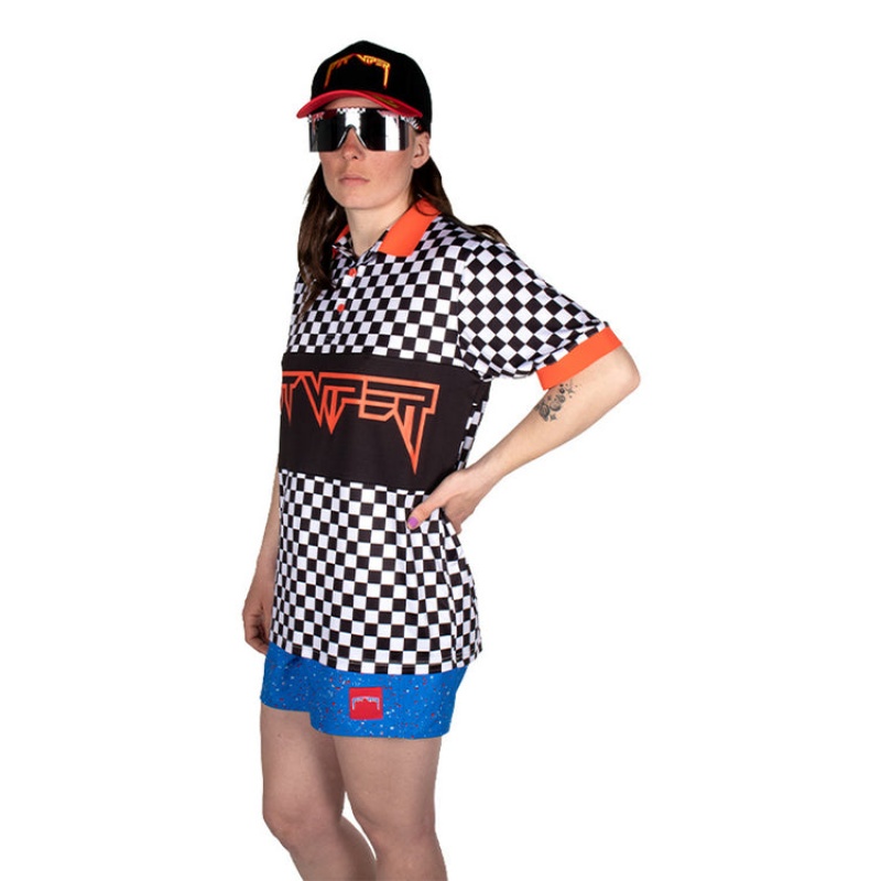Camisa Polo Pit Viper Victory Lane Tech Blancos Negros Naranjas | 1879CVOKW