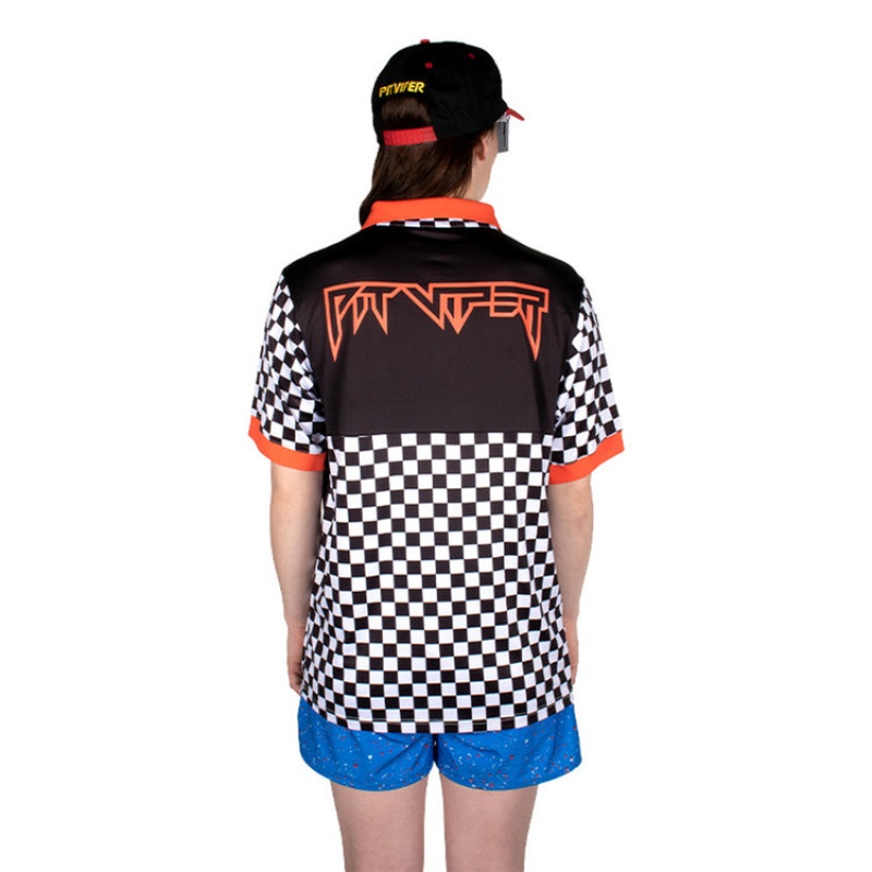 Camisa Polo Pit Viper Victory Lane Tech Blancos Negros Naranjas | 1879CVOKW