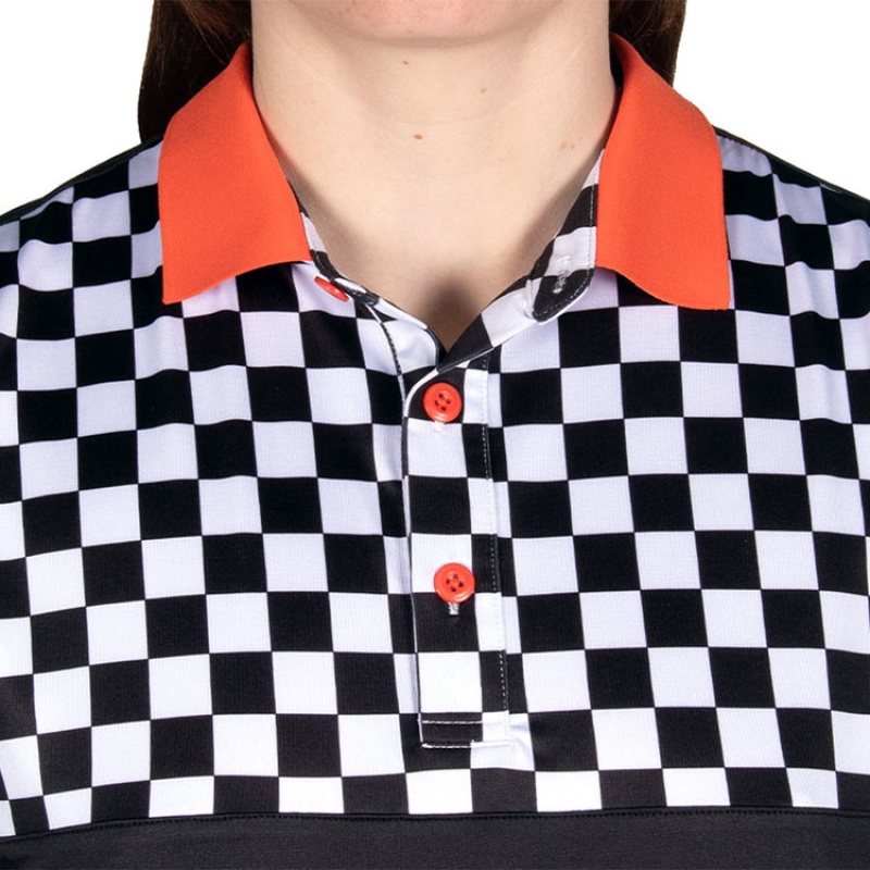 Camisa Polo Pit Viper Victory Lane Tech Blancos Negros Naranjas | 1879CVOKW