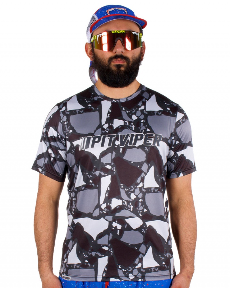 Camiseta Pit Viper Calle Safari Tech Grises Negros Blancos | 6091AKDIF