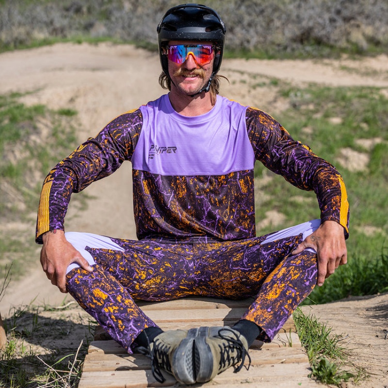 Pantalones Pit Viper High Speed Off Carretera II DH Morados Naranjas | 4276DISXU