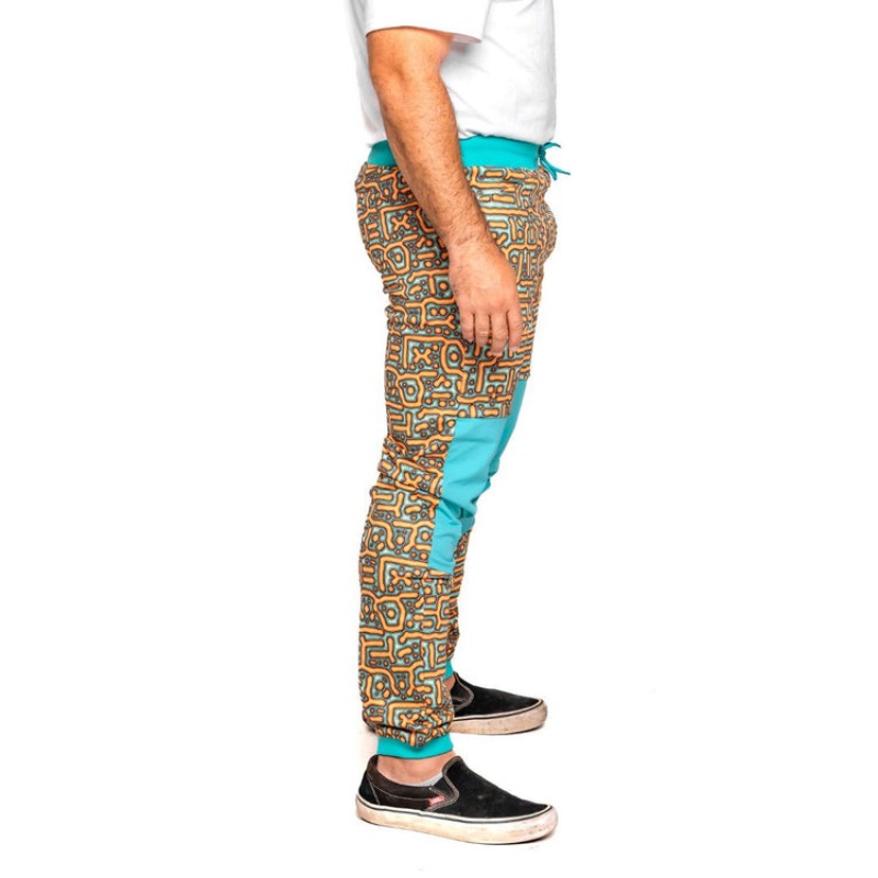 Pantalones Pit Viper Turbo Fleece Azules Naranjas | 8103MRCSK