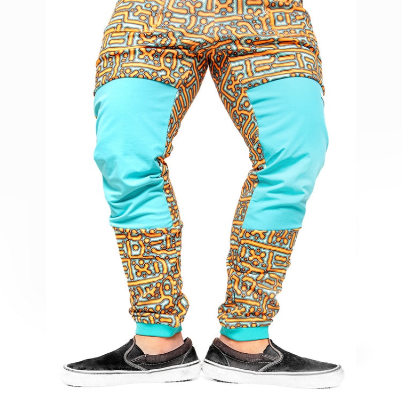 Pantalones Pit Viper Turbo Fleece Azules Naranjas | 8103MRCSK