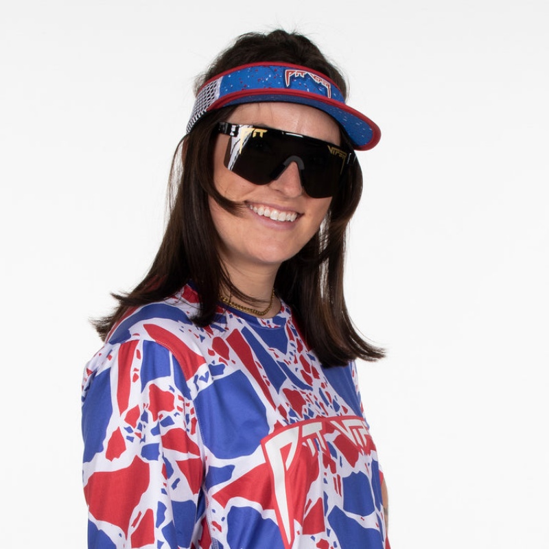 Sombreros Pit Viper Blue Ribbon Super Visor Azules Rojos | 5976QTBEO