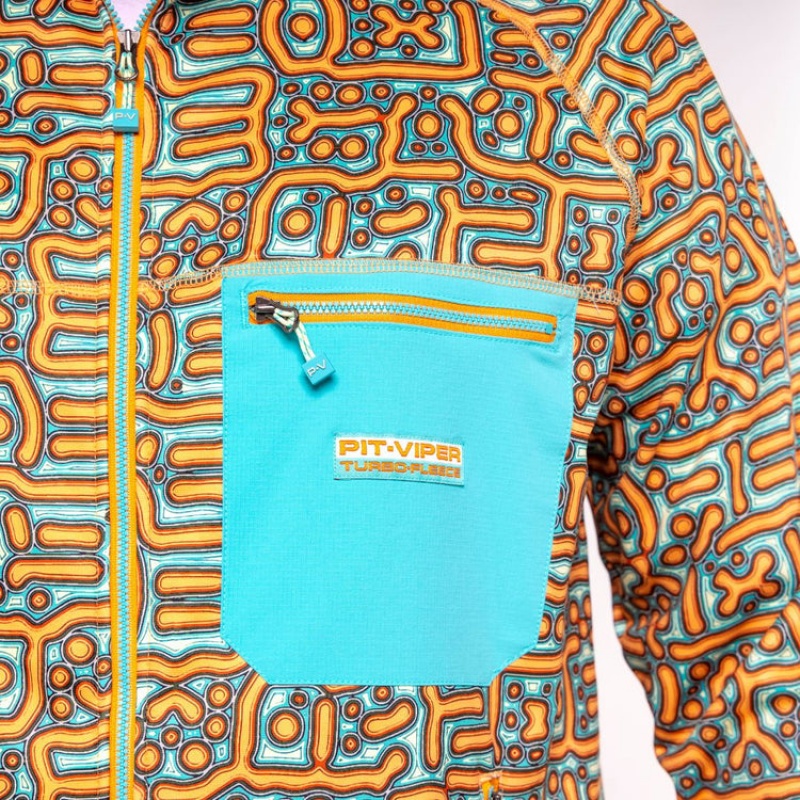 Sudadera Con Capucha Pit Viper Turbo Fleece Full-Zip Azules Naranjas | 9326KIHQM