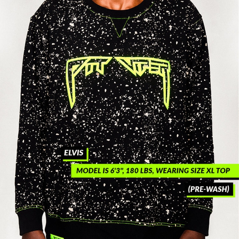 Sudaderas Pit Viper Underground Key Player Crewneck Negros Verdes | 7268RZHUP