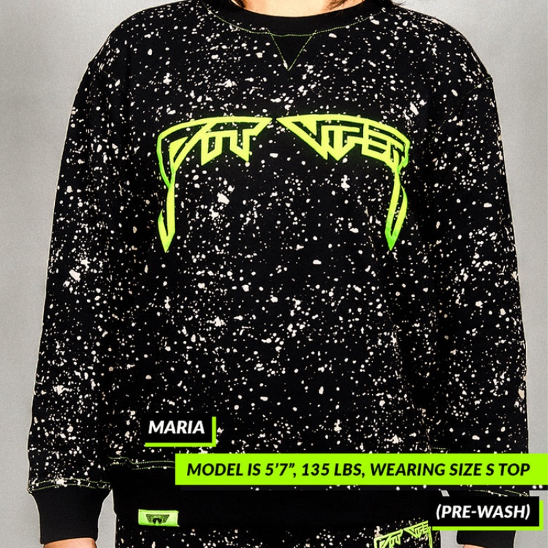 Sudaderas Pit Viper Underground Key Player Crewneck Negros Verdes | 7268RZHUP